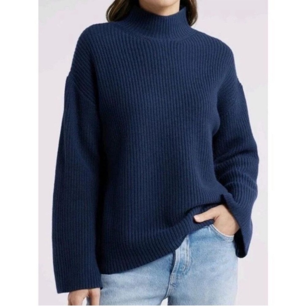 Rails Navy Sanna Dark Slate Wool Blend Mock Neck Sweater